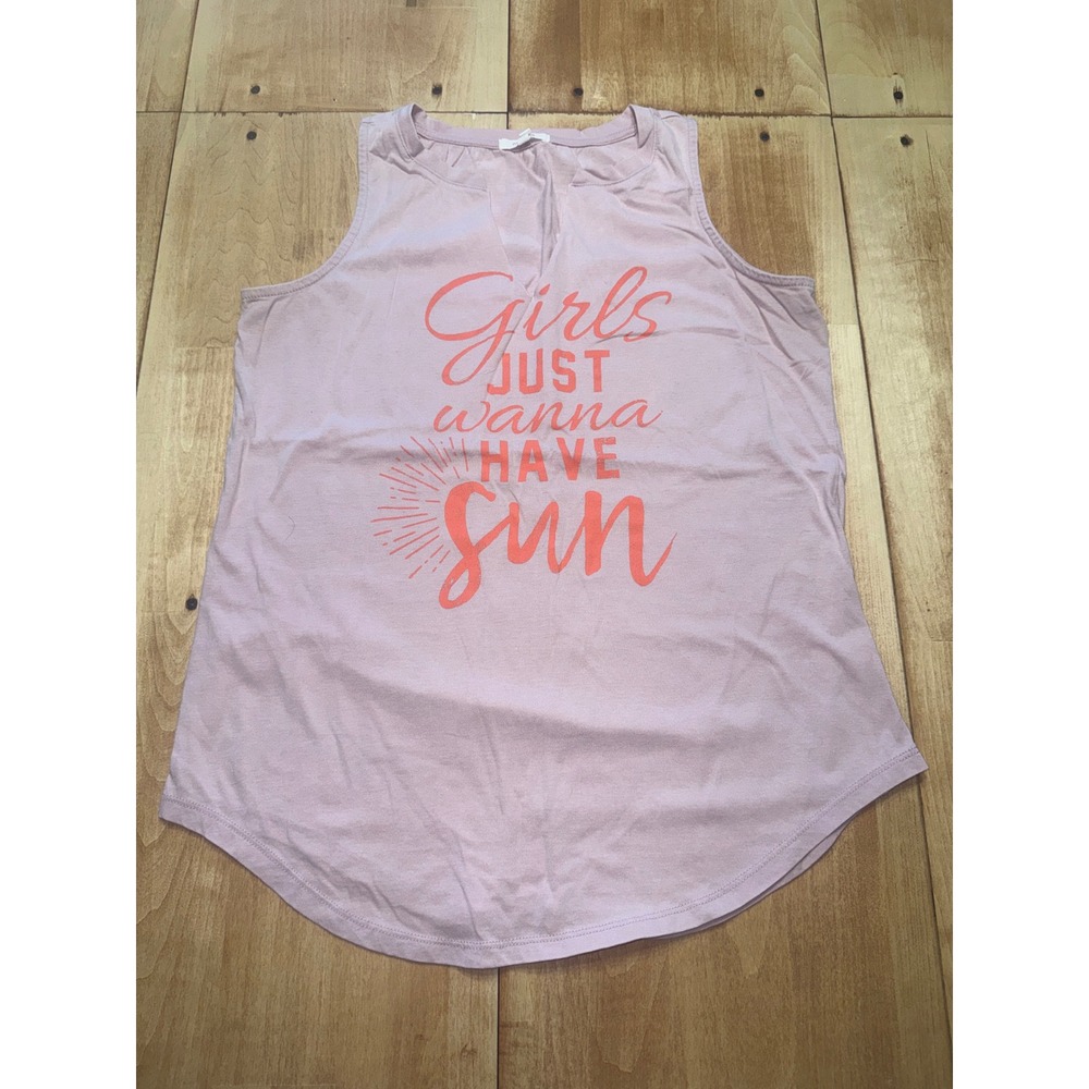 Maurices Womens Tank Top Size L Girls Just Wanna Have‎ Sun Graphic Sleeveless